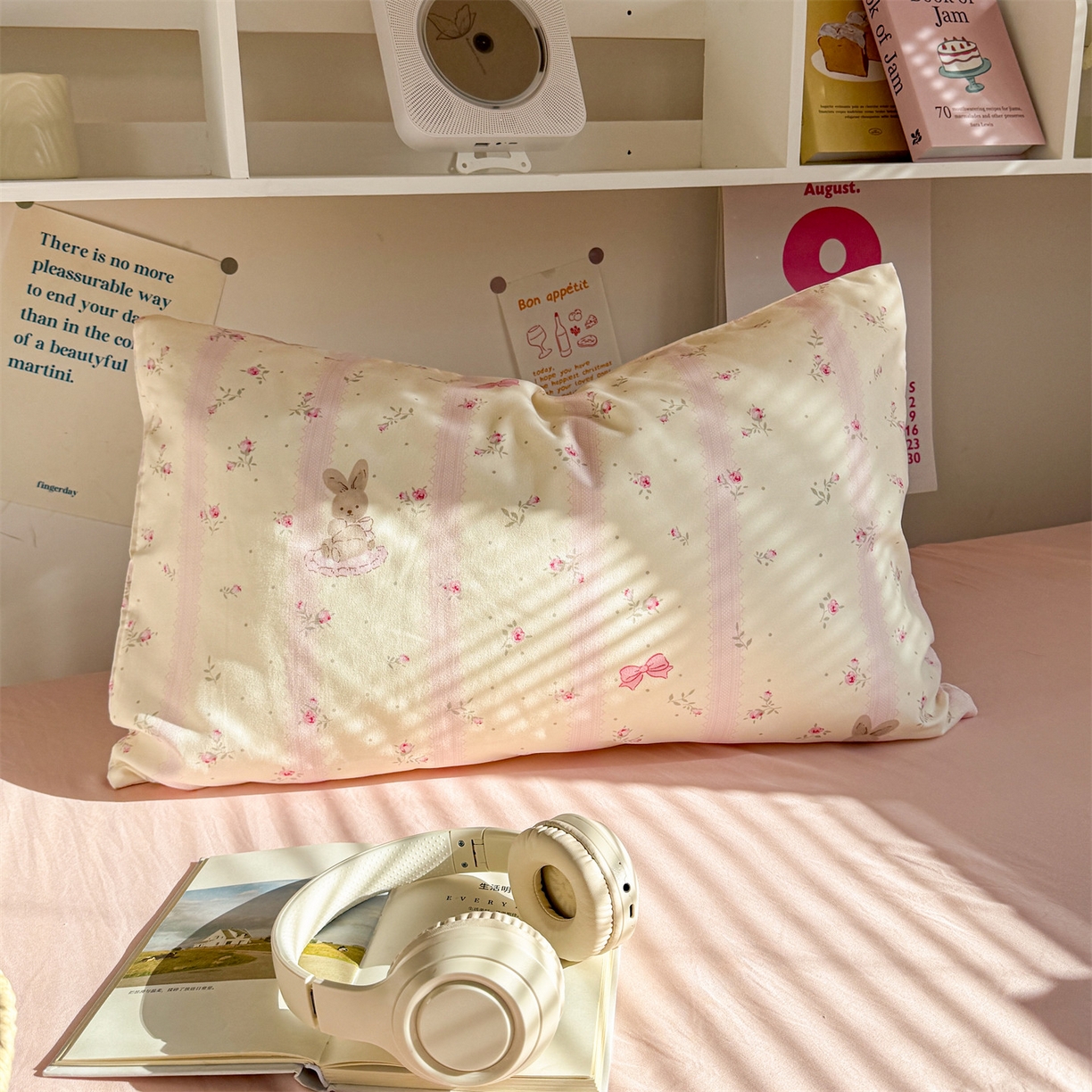 91家纺网 家纺一手货源 找家纺 多品家纺 2025新款ins风水洗棉学生宿舍上下铺三件套 小兔斑比