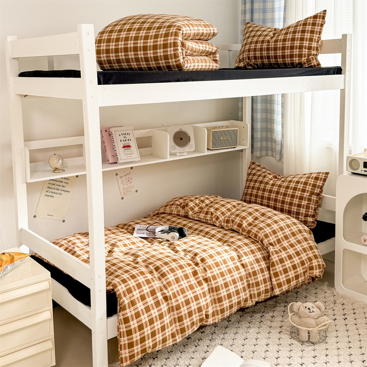 91家纺网 家纺一手货源 找家纺 （总）多品家纺 2025新款ins风水洗棉学生宿舍上下铺三件套