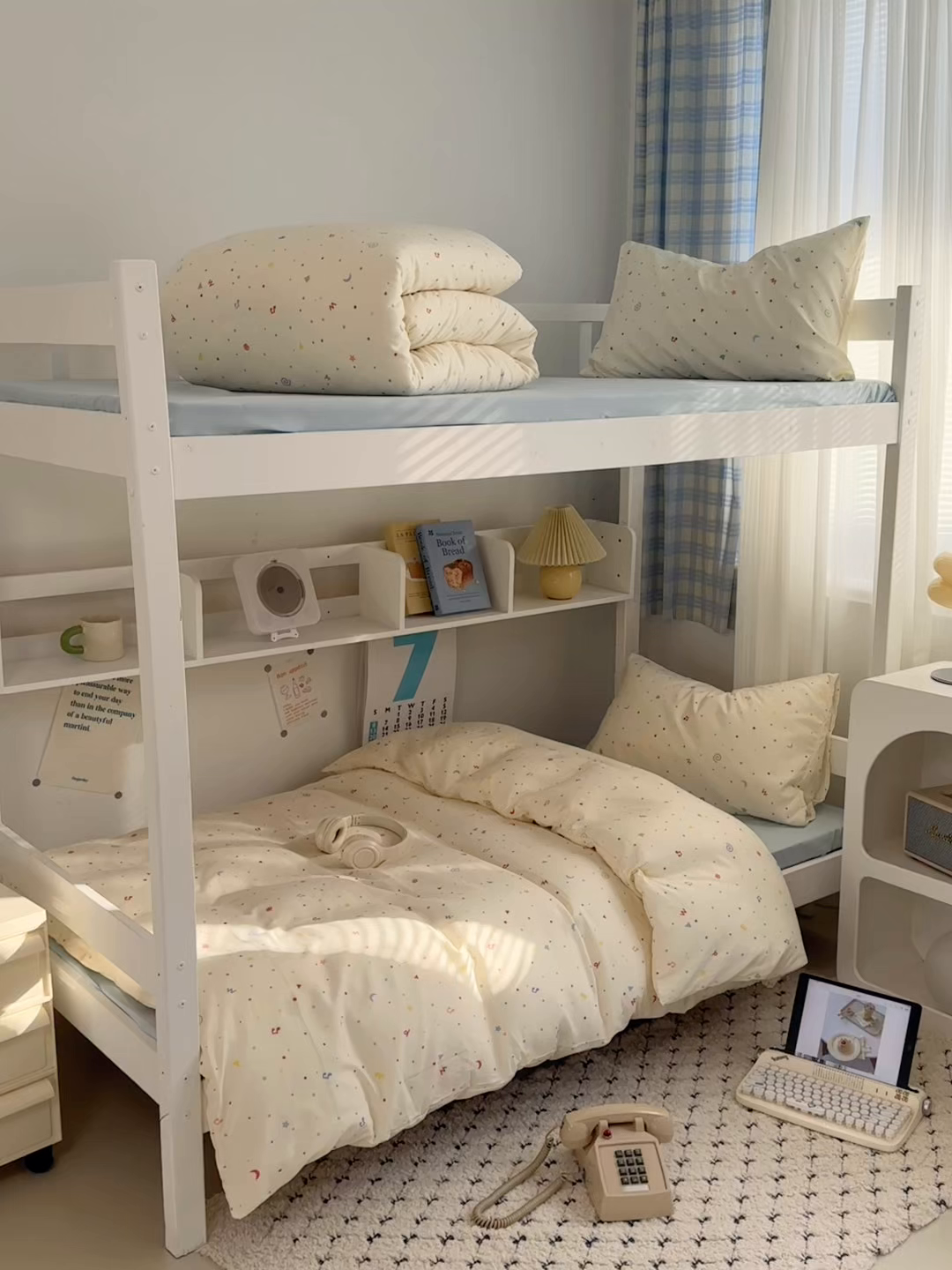 91家纺网 家纺一手货源 找家纺 多品家纺 2025新款ins风水洗棉学生宿舍上下铺三件套 芝士黄