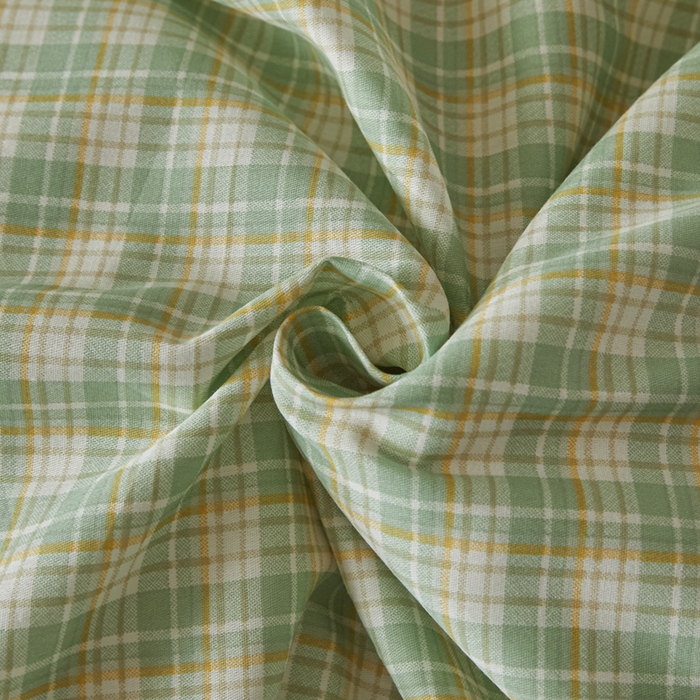 91家纺网 家纺一手货源 找家纺 莱通家纺 2025新款纯色双拼四件套 绿小格