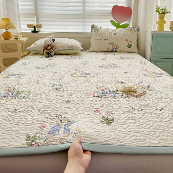 悦织湾家纺 2025新款A类加厚水洗棉床垫小清新印花四季通用床垫 兔sweet