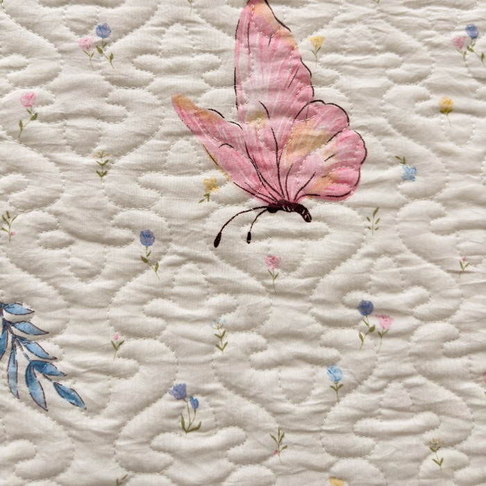 91家纺网 家纺一手货源 找家纺 悦织湾家纺 2025新款A类加厚水洗棉床垫小清新印花四季通用床垫 星蝶物语