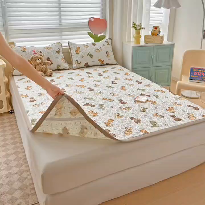 91家纺网 家纺一手货源 找家纺 悦织湾家纺 2025新款A类加厚水洗棉床垫小清新印花四季通用床垫 炫酷龙