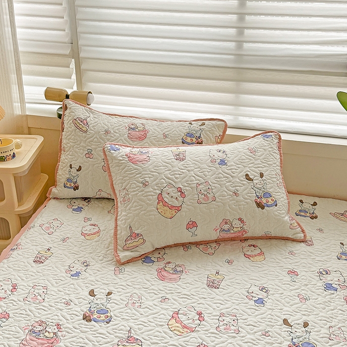 91家纺网 家纺一手货源 找家纺 悦织湾家纺 2025新款A类加厚水洗棉床垫小清新印花四季通用床垫 奶猫