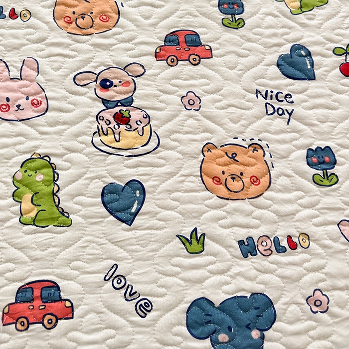 91家纺网 家纺一手货源 找家纺 悦织湾家纺 2025新款A类加厚水洗棉床垫小清新印花四季通用床垫 狂欢派对