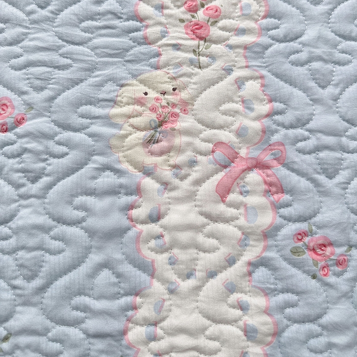 91家纺网 家纺一手货源 找家纺 悦织湾家纺 2025新款A类加厚水洗棉床垫小清新印花四季通用床垫 甜雾予月