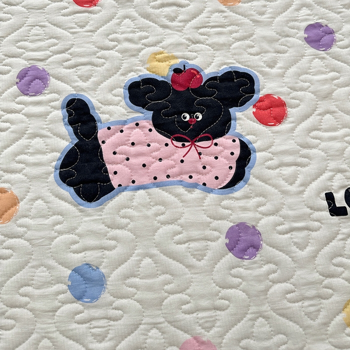 91家纺网 家纺一手货源 找家纺 悦织湾家纺 2025新款A类加厚水洗棉床垫小清新印花四季通用床垫 波点小狗