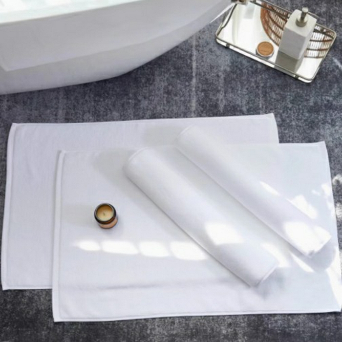 91家纺网 家纺一手货源 找家纺 澜昕 酒店宾馆专用地巾民宿专用纯棉吸水白色柔软新款 一件定制 平织地巾50*80cm350g 1条