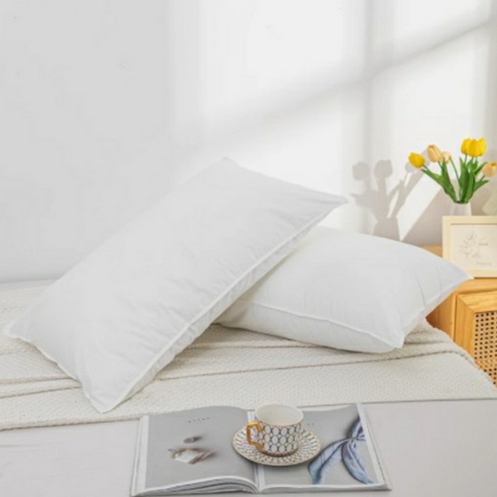 91家纺网 家纺一手货源 找家纺 澜昕 酒店民宿羽丝绒枕枕头枕芯 一件定制 双针全棉防羽布枕芯 45*75cm一只