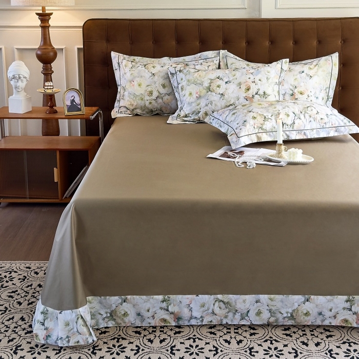 91家纺网 家纺一手货源 找家纺 由丽家纺 2025新款亲肤舒适全棉纯棉臻棉数码印花四件套系列 感棉-绿