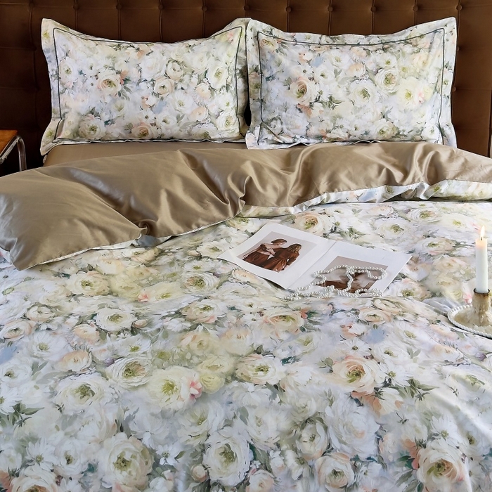 91家纺网 家纺一手货源 找家纺 由丽家纺 2025新款亲肤舒适全棉纯棉臻棉数码印花四件套系列 感棉-绿