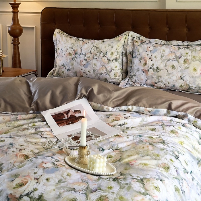 91家纺网 家纺一手货源 找家纺 由丽家纺 2025新款亲肤舒适全棉纯棉臻棉数码印花四件套系列 感棉-绿