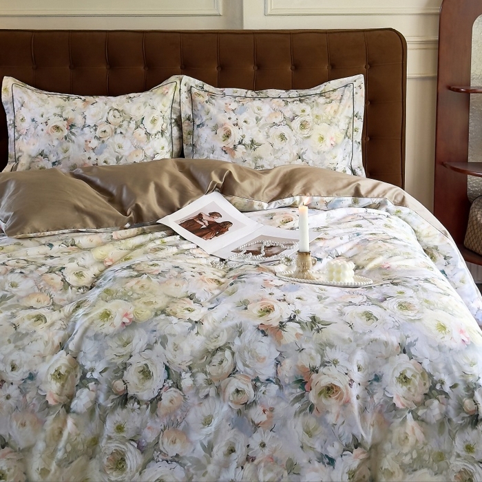 91家纺网 家纺一手货源 找家纺 由丽家纺 2025新款亲肤舒适全棉纯棉臻棉数码印花四件套系列 感棉-绿