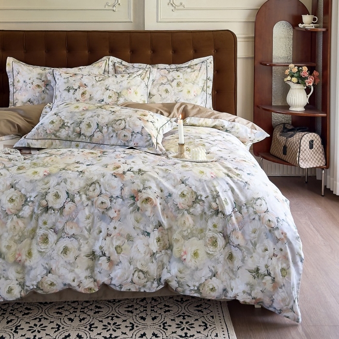 91家纺网 家纺一手货源 找家纺 由丽家纺 2025新款亲肤舒适全棉纯棉臻棉数码印花四件套系列 感棉-绿