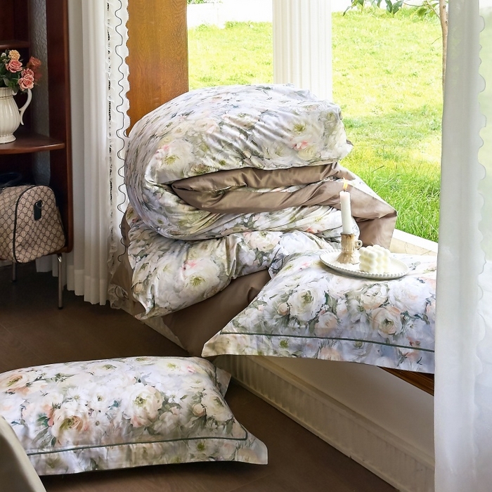 91家纺网 家纺一手货源 找家纺 由丽家纺 2025新款亲肤舒适全棉纯棉臻棉数码印花四件套系列 感棉-绿