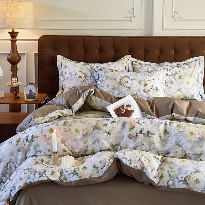 91家纺网 家纺一手货源 找家纺 由丽家纺 2025新款亲肤舒适全棉纯棉臻棉数码印花四件套系列 感棉-绿