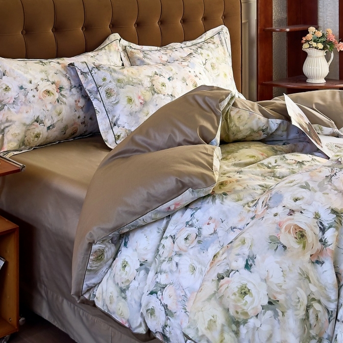 由丽家纺 2025新款亲肤舒适全棉纯棉臻棉数码印花四件套系列 感棉-绿