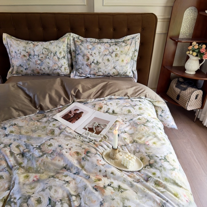 91家纺网 家纺一手货源 找家纺 由丽家纺 2025新款亲肤舒适全棉纯棉臻棉数码印花四件套系列 感棉-绿