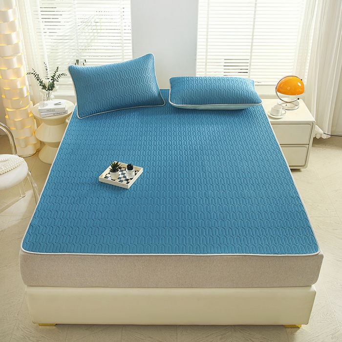 91家纺网 家纺一手货源 找家纺 天之悦家纺 2025新品记忆棉凉席三件套0.4cm家用学生宿舍凉席套件 蓝色