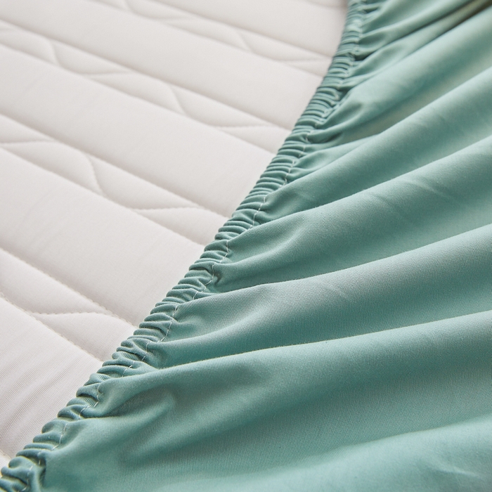 91家纺网 家纺一手货源 找家纺 雪云美2025新款全棉夹棉床笠斜纹A类纯棉床罩可定制尺寸 条纹- 绿色