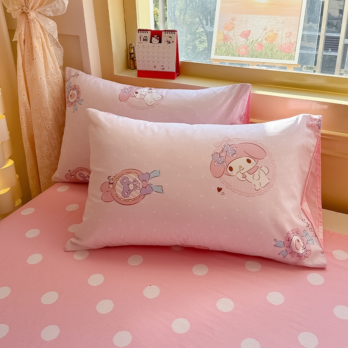 91家纺网 家纺一手货源 找家纺 蓝邻家纺 2025年新款三丽鸥正版授权全棉印花四件套系列-大床图 小兔美乐蒂