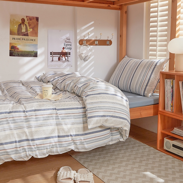 91家纺网 家纺一手货源 找家纺 DoDo 兜兜 2025新款全棉纯棉水洗棉学生三件套【可定做尺寸】    米拉-蓝