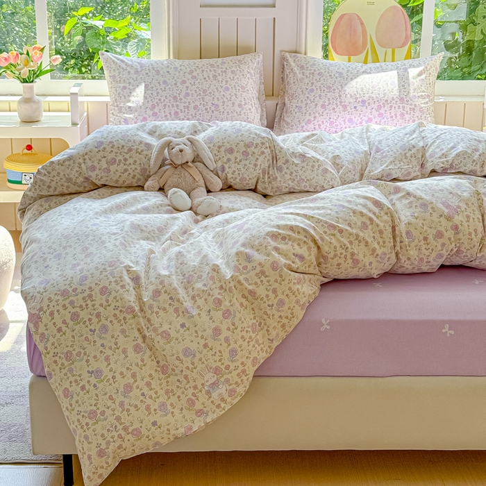 91家纺网 家纺一手货源 找家纺 耀悦家纺 2025新款13070全棉印花四件套 花园兔兔