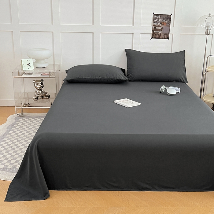 91家纺网 家纺一手货源 找家纺 卡迪熊家纺2025新款水洗m床单 绅士灰