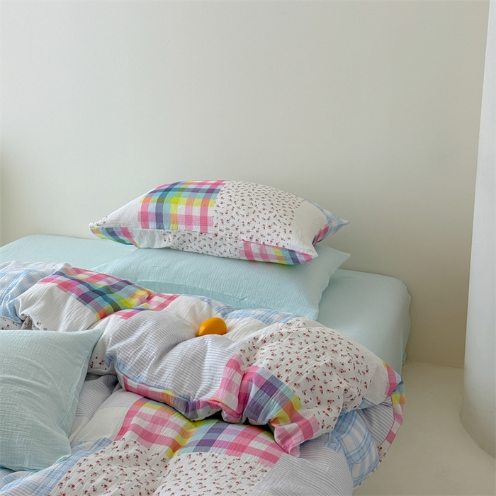 91家纺网 家纺一手货源 找家纺 （总）山舍家居 2025新款母婴级全棉双层皱皱纱四件套