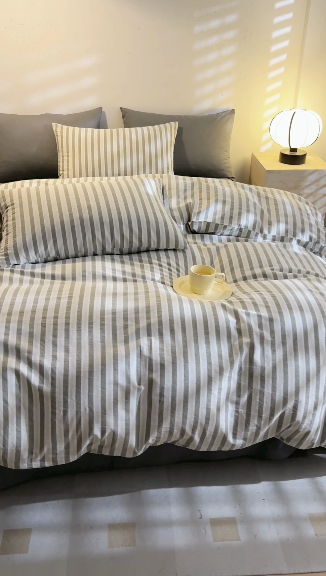 91家纺网 家纺一手货源 找家纺 DoDo 兜兜 2025新款全棉纯棉水洗棉四件套【可定做尺寸】 北辰-灰