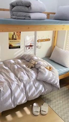 91家纺网 家纺一手货源 找家纺 DoDo 兜兜 2025新款全棉纯棉水洗棉学生三件套【可定做尺寸】    米雅-桔蓝