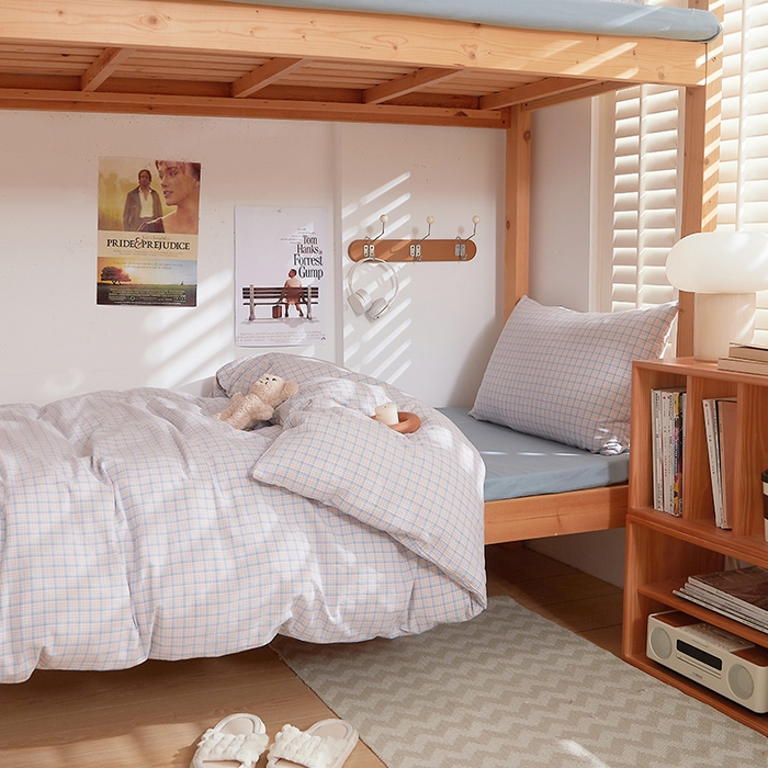 91家纺网 家纺一手货源 找家纺 DoDo 兜兜 2025新款全棉纯棉水洗棉学生三件套【可定做尺寸】    米雅-桔蓝