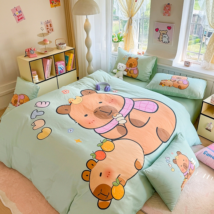 91家纺网 家纺一手货源 找家纺 馨语家居 2025新款全棉双层纱四件套 美食巴拉