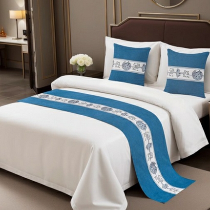 91家纺网 家纺一手货源 找家纺 澜昕 酒店民宿床尾巾床旗轻奢抱枕套床盖 禅意花香