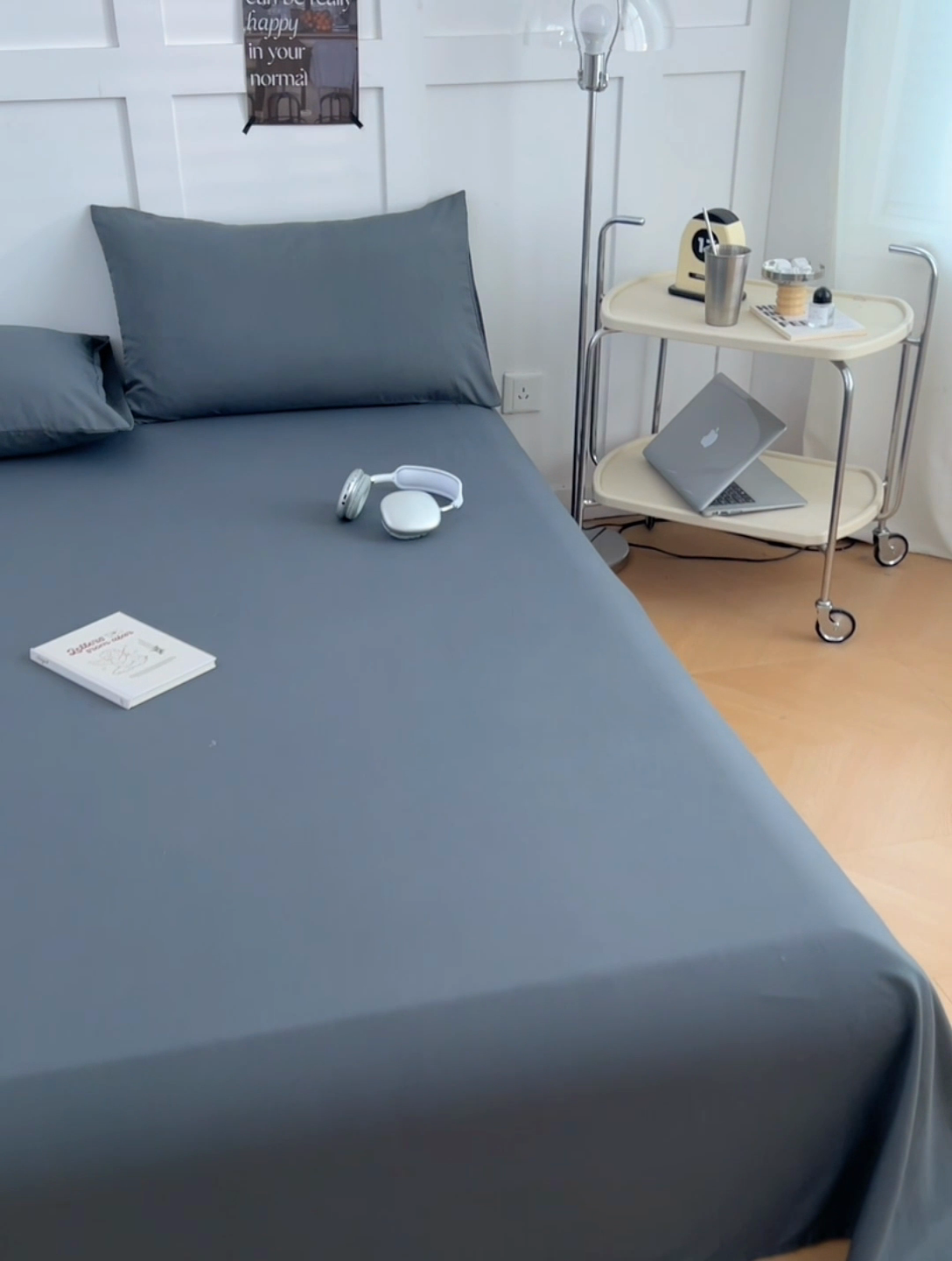 91家纺网 家纺一手货源 找家纺 卡迪熊家纺2025新款水洗m床单 绅士灰