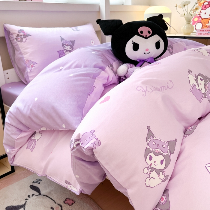 91家纺网 家纺一手货源 找家纺 暮思家居 2025新款三丽鸥授权全棉少女印花系列学生宿舍三件套四件套 库洛米宝贝