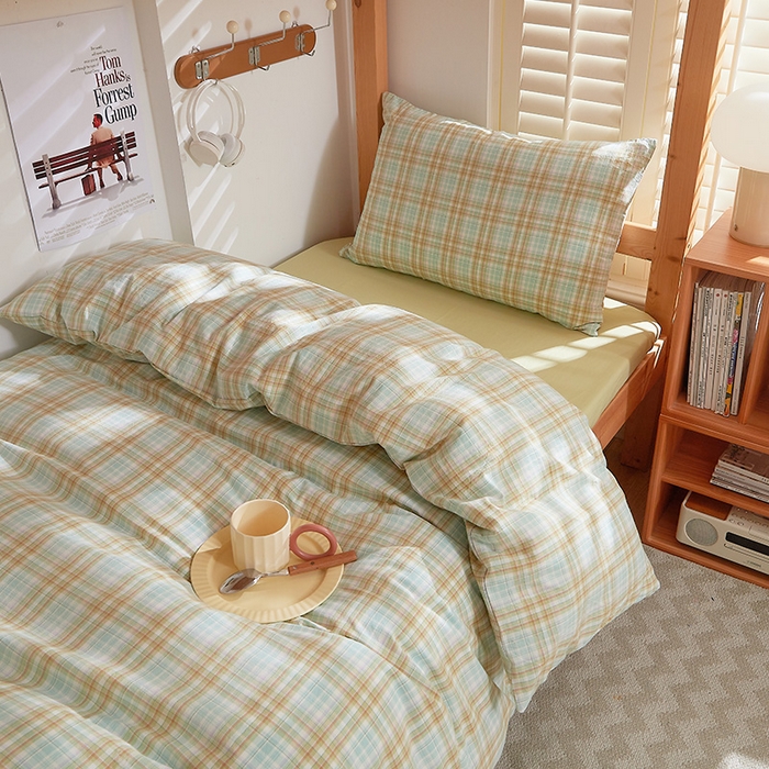 91家纺网 家纺一手货源 找家纺 DoDo 兜兜 2025新款全棉纯棉水洗棉学生三件套【可定做尺寸】    曼达-绿