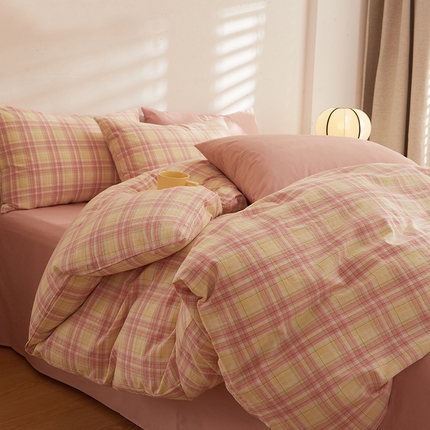 DoDo 兜兜 2025新款全棉纯棉水洗棉四件套【可定做尺寸】 曼达-粉