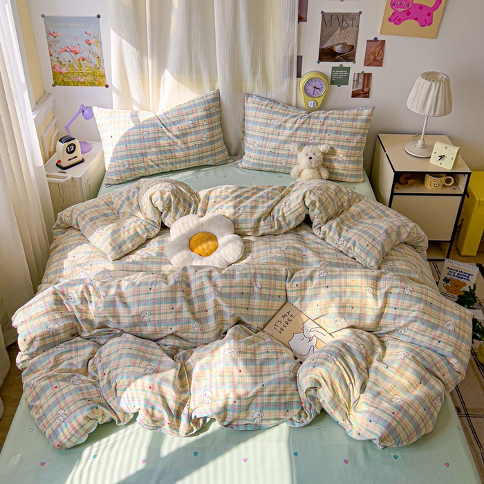 91家纺网 家纺一手货源 找家纺 耀悦家纺 2025新款13070全棉印花四件套 摩登线描小狗