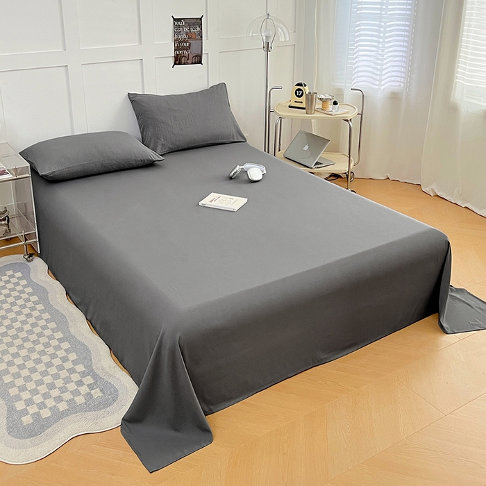 91家纺网 家纺一手货源 找家纺 卡迪熊家纺2025新款水洗m床单 银优灰