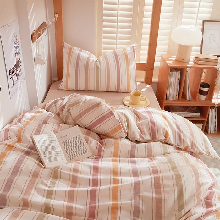 91家纺网 家纺一手货源 找家纺 DoDo 兜兜 2025新款全棉纯棉水洗棉学生三件套【可定做尺寸】    里威-深咖