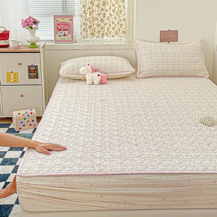 91家纺网 家纺一手货源 找家纺 （总）悦织湾家纺 2025新款小清新印花四季通用床笠非全棉学生宿舍床笠二三件套