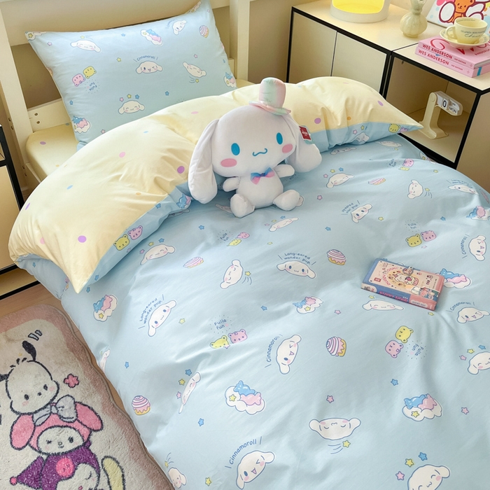 91家纺网 家纺一手货源 找家纺 暮思家居 2025新款三丽鸥授权全棉少女印花系列学生宿舍三件套四件套 云朵大耳狗