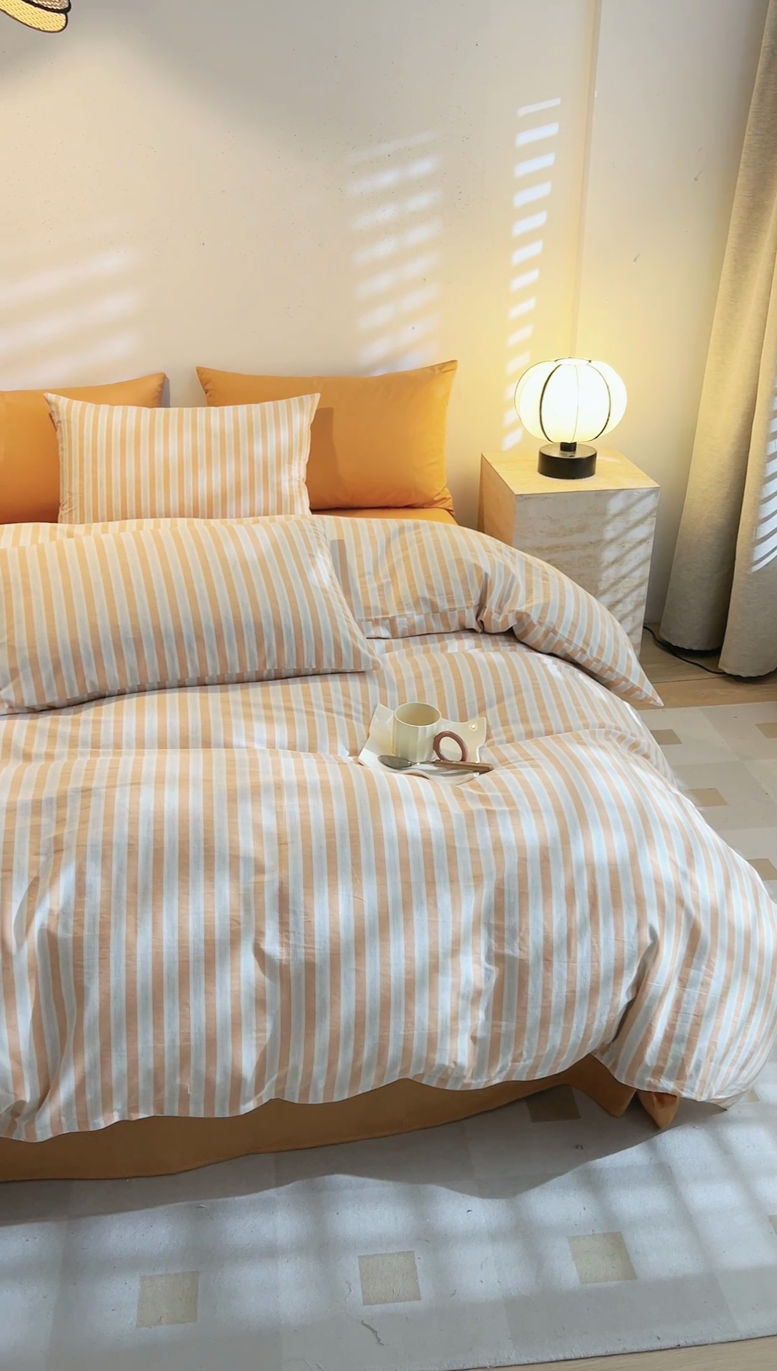 91家纺网 家纺一手货源 找家纺 DoDo 兜兜 2025新款全棉纯棉水洗棉四件套【可定做尺寸】 北辰-桔