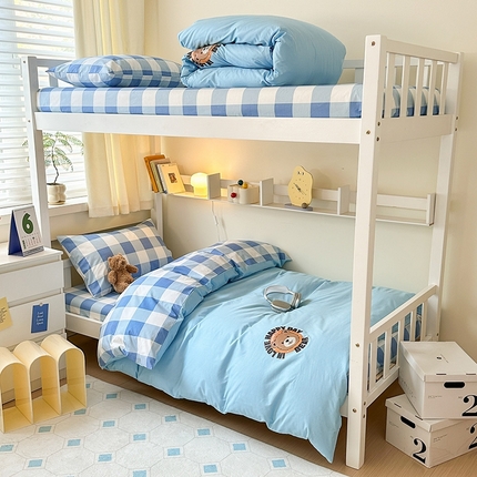 梧桐树 2025新款纯色双拼学生三件套 派对熊-天空蓝