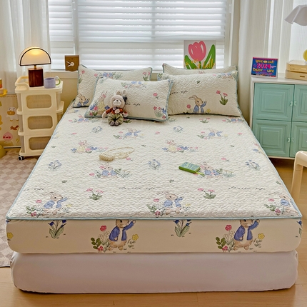 91家纺网 家纺一手货源 找家纺 （总）悦织湾家纺 2025新款小清新印花四季通用床笠非全棉学生宿舍床笠二三件套