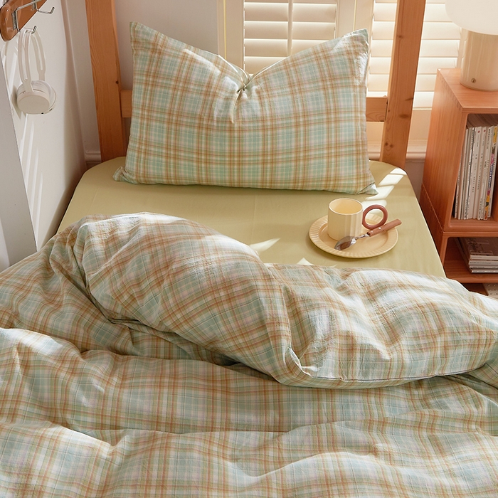 91家纺网 家纺一手货源 找家纺 DoDo 兜兜 2025新款全棉纯棉水洗棉学生三件套【可定做尺寸】    曼达-绿