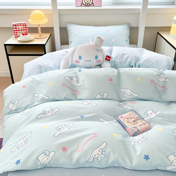 91家纺网 家纺一手货源 找家纺 暮思家居 2025新款三丽鸥授权全棉少女印花系列学生宿舍三件套四件套 星星玉桂狗