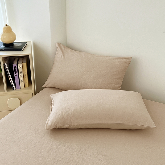 91家纺网 家纺一手货源 找家纺 卡迪熊家纺2025新款木m双层纱床单 浅卡其