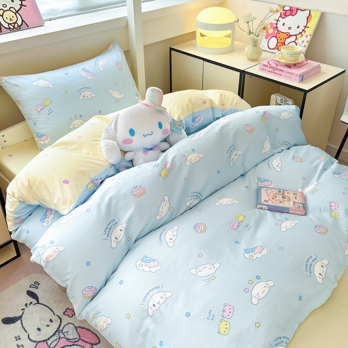 91家纺网 家纺一手货源 找家纺 暮思家居 2025新款三丽鸥授权全棉少女印花系列学生宿舍三件套四件套 云朵大耳狗